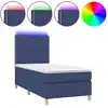 Image de vidaXL Lit Boxspring avec matelas & LED Bleu 90x200 cm Tissu