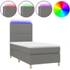 Image de vidaXL Lit boxspring avec matelas & LED gris foncé 100x200 cm Tissu