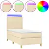 Image de vidaXL Lit Boxspring avec matelas & LED Crème 100x200 cm Tissu