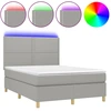 Image de vidaXL Lit boxspring avec matelas & LED gris clair 140x190 cm Tissu