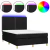 Image de vidaXL Lit Boxspring avec matelas & LED Noir 140x190 cm Tissu
