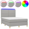 Image de vidaXL Lit Boxspring avec matelas & LED Gris clair 140x200 cm Tissu