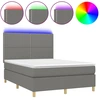 Image de vidaXL Lit boxspring avec matelas & LED gris foncé 140x200 cm Tissu