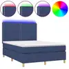 Image de vidaXL Lit Boxspring avec matelas & LED Bleu 140x200 cm Tissu