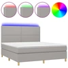 Image de vidaXL Lit boxspring avec matelas & LED gris clair 180x200 cm Tissu
