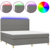 Image de vidaXL Lit boxspring avec matelas & LED gris foncé 180x200 cm Tissu