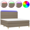 Image de vidaXL Lit Boxspring avec matelas & LED Taupe 180x200 cm Tissu