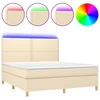 Image de vidaXL Lit Boxspring avec matelas & LED Crème 180x200 cm Tissu
