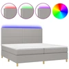Image de vidaXL Lit boxspring avec matelas & LED gris clair 200x200 cm Tissu