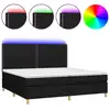 Image de vidaXL Lit Boxspring avec matelas & LED Noir 200x200 cm Tissu