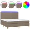 Image de vidaXL Lit Boxspring avec matelas & LED Taupe 200x200 cm Tissu