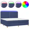 Image de vidaXL Lit Boxspring avec matelas & LED Bleu 200x200 cm Tissu