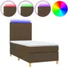 Image de vidaXL Lit boxspring avec matelas & LED brun foncé 90x190 cm Tissu