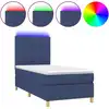 Image de vidaXL Lit Boxspring avec matelas & LED Bleu 90x190 cm Tissu