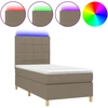 Image de vidaXL Lit Boxspring avec matelas & LED Taupe 100x200 cm Tissu