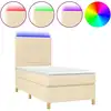 Image de vidaXL Lit Boxspring avec matelas & LED Crème 100x200 cm Tissu
