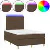 Image de vidaXL Lit Boxspring avec matelas & LED Marron foncé 120x200 cm Tissu