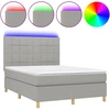 Image de vidaXL Lit boxspring avec matelas & LED gris clair 140x190 cm Tissu