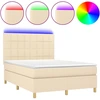 Image de vidaXL Lit Boxspring avec matelas & LED Crème 140x190 cm Tissu