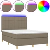 Image de vidaXL Lit Boxspring avec matelas & LED Taupe 140x200 cm Tissu