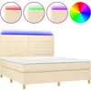 Image de vidaXL Lit Boxspring avec matelas & LED Crème 160x200 cm Tissu