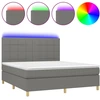 Image de vidaXL Lit boxspring avec matelas & LED gris foncé 180x200 cm Tissu