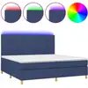 Image de vidaXL Lit Boxspring avec matelas & LED Bleu 200x200 cm Tissu