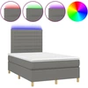 Image de vidaXL Lit boxspring avec matelas & LED gris foncé 120x200 cm Tissu
