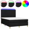 Image de vidaXL Lit Boxspring avec matelas & LED Noir 140x200 cm Tissu