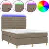 Image de vidaXL Lit Boxspring avec matelas & LED Taupe 140x200 cm Tissu
