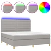 Image de vidaXL Lit boxspring avec matelas & LED gris clair 160x200 cm Tissu