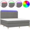 Image de vidaXL Lit boxspring avec matelas & LED gris foncé 160x200 cm Tissu