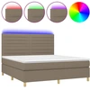 Image de vidaXL Lit Boxspring avec matelas & LED Taupe 160x200 cm Tissu