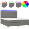 Image de vidaXL Lit boxspring avec matelas & LED gris foncé 180x200 cm Tissu