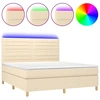 Image de vidaXL Lit Boxspring avec matelas & LED Crème 180x200 cm Tissu
