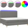 Image de vidaXL Lit boxspring avec matelas & LED gris foncé 200x200 cm Tissu