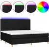 Image de vidaXL Lit Boxspring avec matelas & LED Noir 200x200 cm Tissu