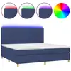 Image de vidaXL Lit Boxspring avec matelas & LED Bleu 200x200 cm Tissu