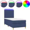 Image de vidaXL Lit Boxspring avec matelas & LED Bleu 90x190 cm Tissu