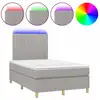 Image de vidaXL Lit boxspring avec matelas & LED gris clair 120x200 cm Tissu