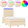Image de vidaXL Lit Boxspring avec matelas & LED Crème 120x200 cm Tissu