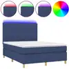 Image de vidaXL Lit Boxspring avec matelas & LED Bleu 140x190 cm Tissu