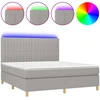 Image de vidaXL Lit boxspring avec matelas & LED gris clair 160x200 cm Tissu