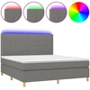 Image de vidaXL Lit boxspring avec matelas & LED gris foncé 160x200 cm Tissu