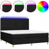Image de vidaXL Lit Boxspring avec matelas & LED Noir 180x200 cm Tissu