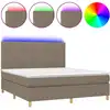 Image de vidaXL Lit Boxspring avec matelas & LED Taupe 180x200 cm Tissu