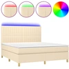 Image de vidaXL Lit Boxspring avec matelas & LED Crème 180x200 cm Tissu