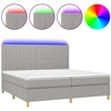 Image de vidaXL Lit boxspring avec matelas & LED gris clair 200x200 cm Tissu