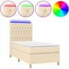 Image de vidaXL Lit Boxspring avec matelas & LED Crème 90x190 cm Tissu
