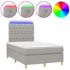Image de vidaXL Lit boxspring avec matelas & LED gris clair 120x200 cm Tissu
